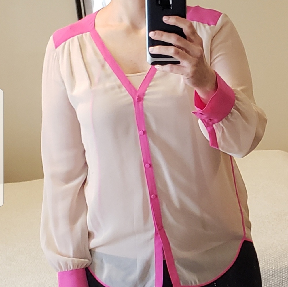 Robbi & Nikki color block sheer blouse